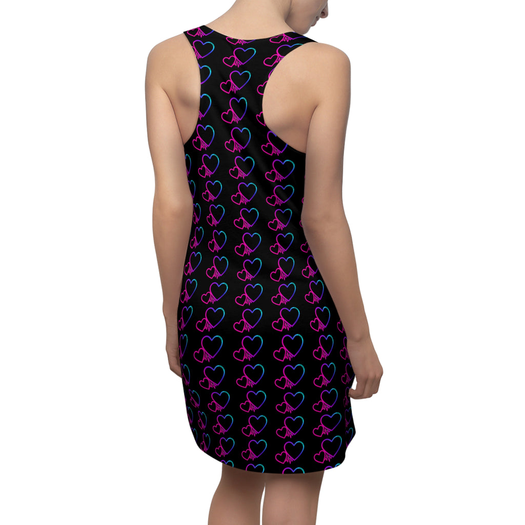 Black Women's Cut & Sew Racerback Dress (AOP)