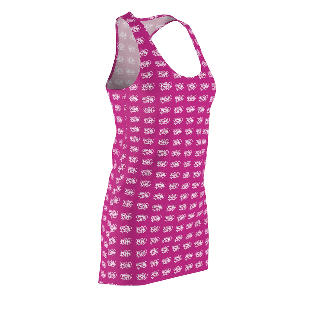 UKCNA Women's Cut & Sew Racerback Dress (Pink Polka Dot)