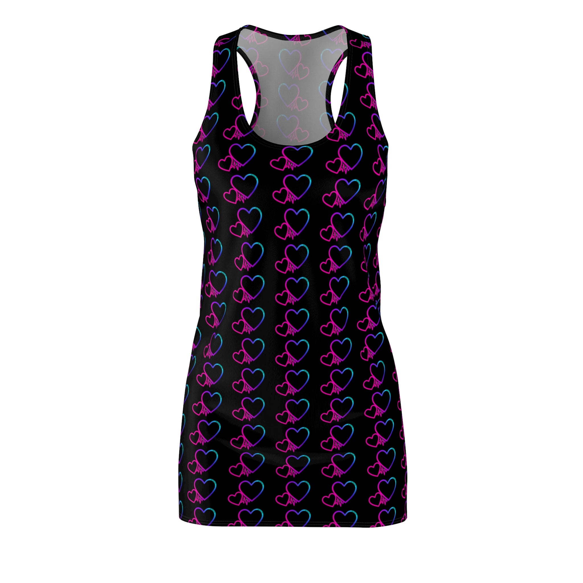 Black Women's Cut & Sew Racerback Dress (AOP)