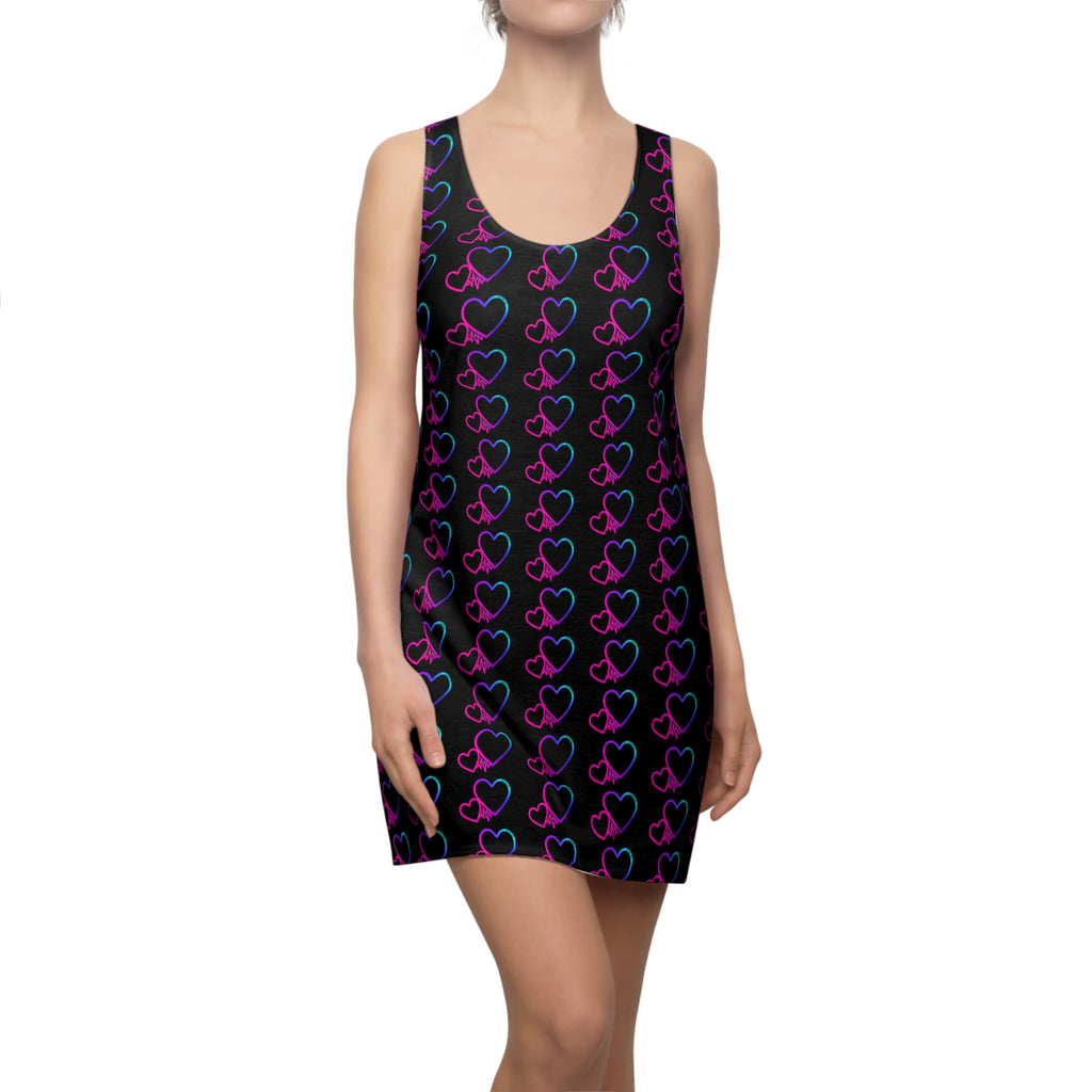 Black Women's Cut & Sew Racerback Dress (AOP)