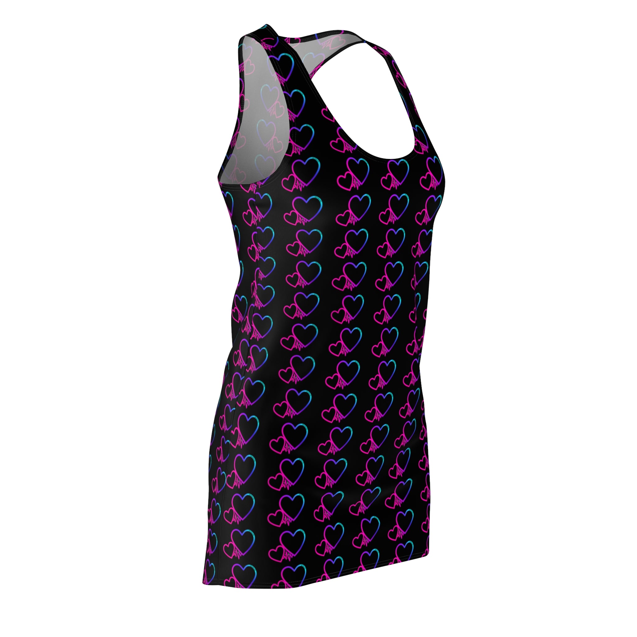 Black Women's Cut & Sew Racerback Dress (AOP)
