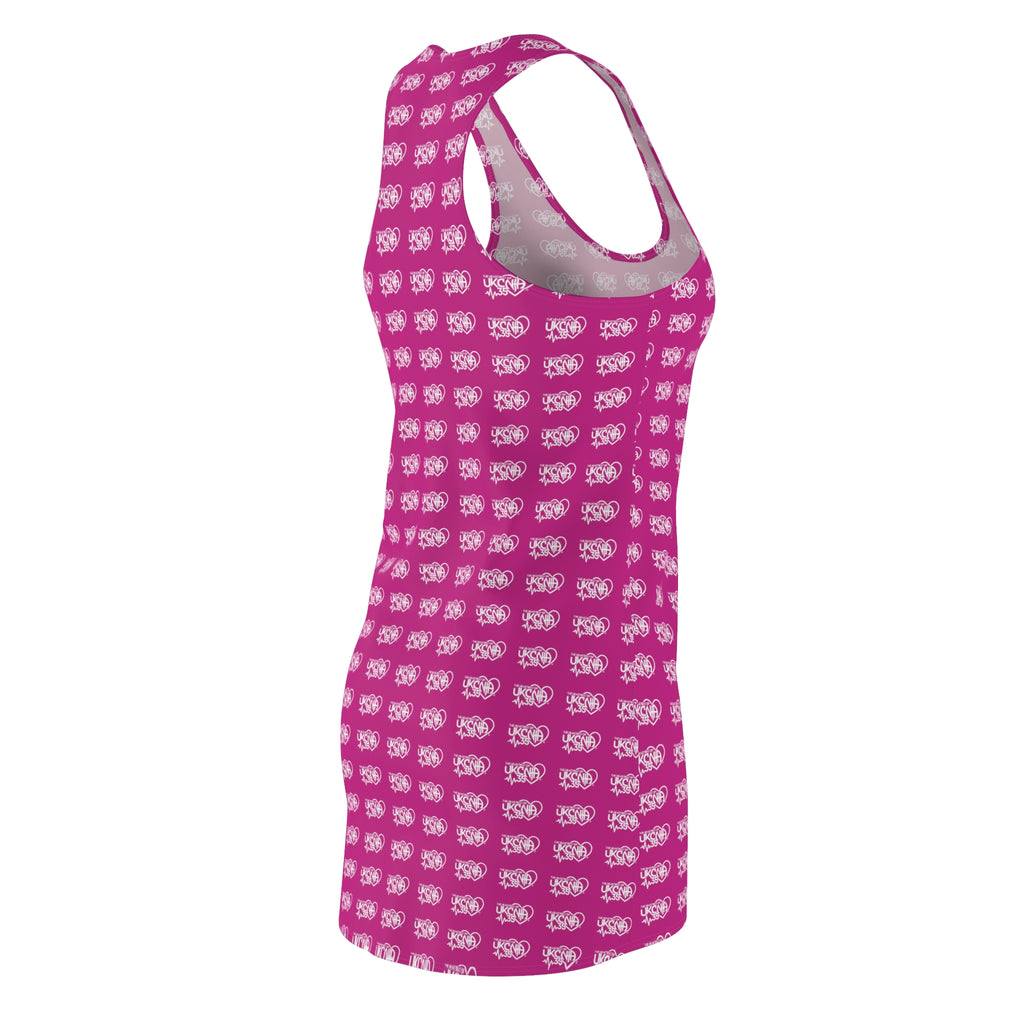 UKCNA Women's Cut & Sew Racerback Dress (Pink Polka Dot)